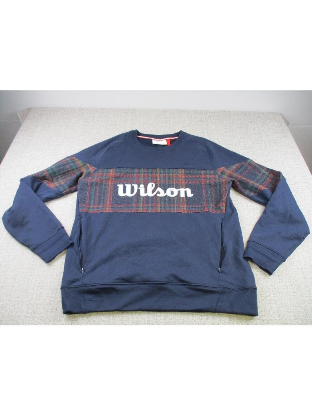Wilson Sweater Mens Extra Large Parkside Crewneck Logo Tennis Preppy Retro Plaid